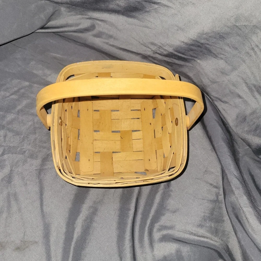 Longaberger Handwoven Wood Square Basket with Hinged Handle 2001 Small 6